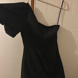 One Shoulder Black Mini Dress DO+BE